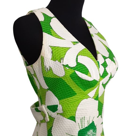 Vintage 1960s Kahala Hawaii Mod Floral Wide Leg Jumpsuit Lime Green Psychedelic - Picture 4 of 16